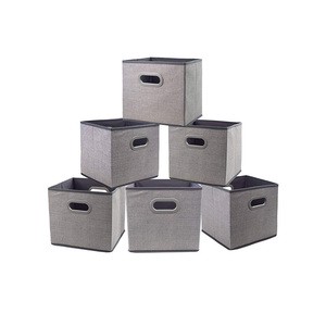 OEM logo Printed Foldable Breathable Cube Basket Bins Organizer 30x30x30 Non Woven Fabric Storage Box for Cloth
