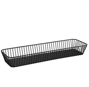 Modern And Fashionable Black Stainless Steel Rectangular Wire Bread Basket Eco-Friendly Household Storage Basket