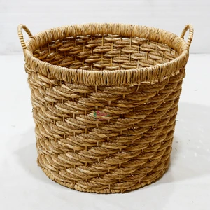 Eco-Friendly Seagrass Woven Baskets with Handle Vietnam-Made Storage Containers for Laundry & Home Use