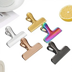 Custom Logo Durable Reusable Eco-Friendly Stainless Steel Food Clip with Air Tight Seal for Kitchen & Home Office Use