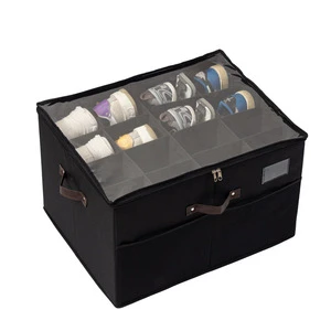 Amz Hot Wholesale Non-woven Shoes Storage Box Foldable Large Capacity Fabric Underbed Shoe Storage Box Zipper Box