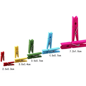 Wholesale Mixed Colored Dry Clothes Wooden Spring Clothespins Colorful Spring Clip Wooden Picture Photos Clip