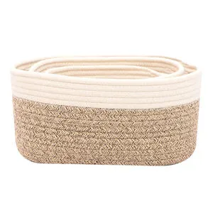 Cotton Woven Fabric Storage Basket Foldable and Stylish for Bathroom Cosmetics or Toys Organization