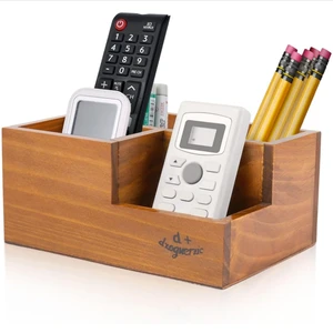 Solid Wooden Pen Holder Retro Sundries Cosmetics Organizers Compartment Wooden Desktop Storage Box