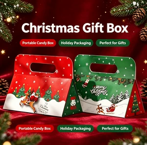 Factory Wholesale Foldable Christmas Pastry Gift Box In Stock 350gsm Kraft White Card Xmas Cookie Muffin Packaging Flat Packed