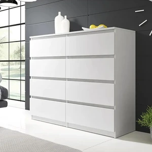 Modern Living Room 8 Drawers Storage Cabinet Home Hotel Bedroom Bedside Table Furniture White Lacquer Wooden Chest of Drawer