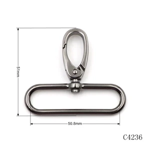 Bag Hardware Supplies Gunmetal Plated High End 50mm Swivel Snap Hook Metal Carabiner Clips for Bag