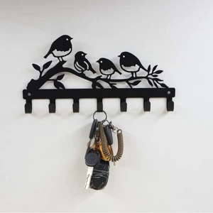 New Style Wholesale Creative Bird Design Hanging Iron Wall Decoration Living Room Key Storage Wall Hook