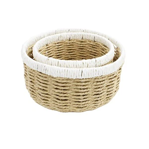 Multi Color Iron Frame PE Woven Storage Basket, Durable Hand Woven Storage Basket