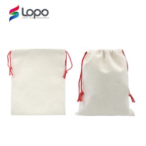Lopo Navidad Wholesale Sublimation Blanks Linen White 40x30cm Christmas Santa Drawstring Sack Xmas Gift Storage Natal Decoration