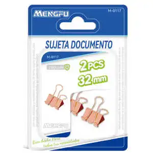 Mengfu M-0117 2-Pack Rose Gold 32mm Magnet Binder Clips Steel Plastic Office/School Stationery High Quality Materials China