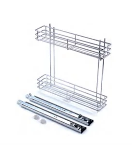 Modern Stainless Steel Magic Corner Tableware Organizer with Seasoning Rack Sliding Sink for Kitchen Cabinet Easy Installation