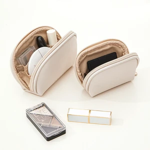 Customized Logo Fashion Vegan PU Leather Mini Cosmetic Makeup Bags with Zipper Closure Portable Lipstick Storage
