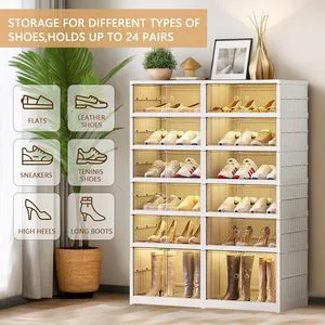 Factory Wholesale Custom Transparent Plastic Modern Foldable Shoe Rack Cabinet With Door