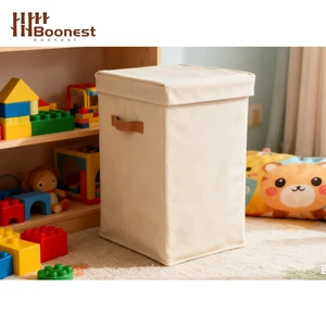 Foldable Eco-Friendly Non-Woven Fabric Storage Baskets With Lids For Modern Dirty Clothes Storage