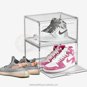 Modern Style Rectangle PS Stackable Plastic Clear Carton Storage Shoes Box for Multifunction Household Organizer