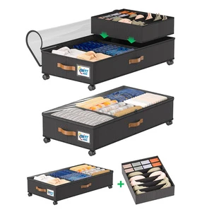 Foldable Storage Moving Boxes with Wheels Closet Organizers for Clothing Under Bed Storage for Organizing Underwear Socks