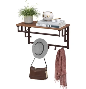 New Design Floating Shelves Wall Mounted Set Metal + MDF Multifunction Spice Bag Food Storage Shelves for Bedroom Living Room