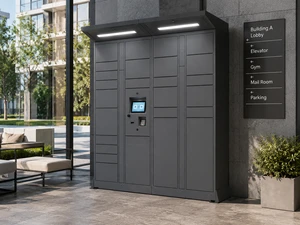 Waterproof Outdoor Parcel Box in Space Grey, Smart Multi-Door Delivery Locker with LED Lighting for Luxury Community & Condo