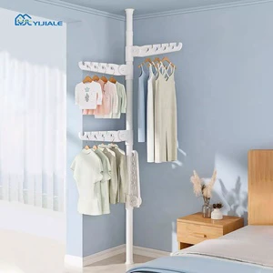 YIJIALE Tiered Discount Mix Order Supported Telescopic Clothes Stand Punch-Free Space Saving Bedroom Furniture 3Wings Coat Stand