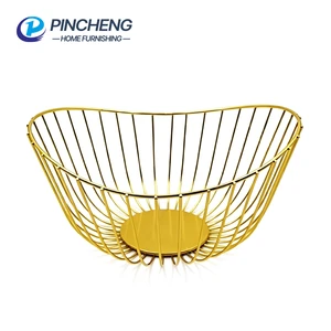 Customized Curved Iron Wire Fruit Bowl Metal Wire Basket Organizer Storage Basket for Kitchen Clutter Organizing