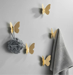 YOTO Creative 3D Butterfly Robe Hook Brushed Stainless Steel Bath for Bathroom Bedroom Porch Wall Coat Rack Multiple Colors