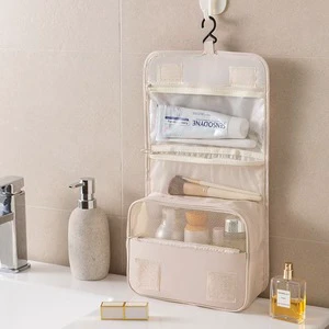High Quality Unisex Custom Logo Makeup Bag Polyester Cosmetic Travel Organizer Bathroom Shower Toiletries Hanging