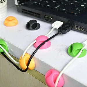 MIXWARES Modern Silicone Eco-Friendly Storage Cable Organizer with Adhesive Clips for Living Room and Home Use