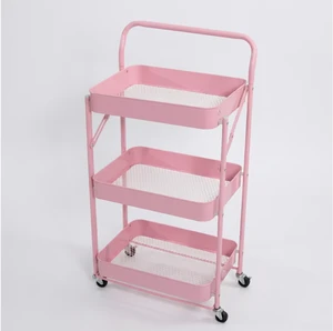 Dining Furniture Modern Metal Mobile Rolling Storage Basket Drawers Kitchen Office Bathroom Organization Utility 3 Tier Cart