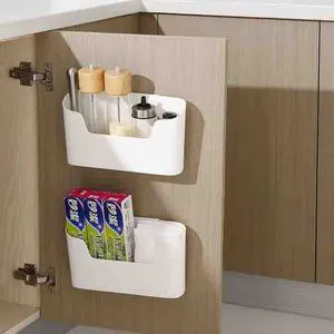 Plastic Kitchen Organizer Wall Mounted Cabinet Organizer Box Adhesive Cabinet Door Organizer