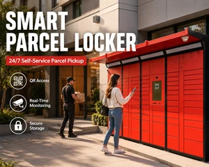Intelligent Outdoor Package Locker with Rain Canopy, Secure Automated Delivery Cabinet with CCTV for Apartments & Offices