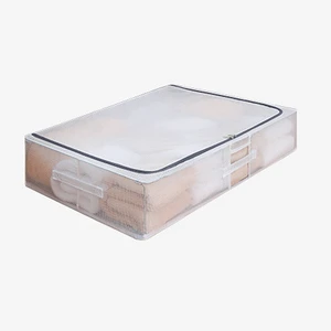 PVC Transparent Under Bed Closet Organizer Box Shoe Organizer Storage Bag Zipper with Lid for Clothing Blanket Clothes