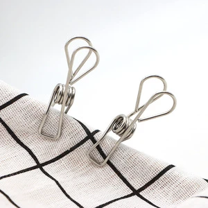 Metal Stainless Steel 58 mm Clothes Peg Binder Shape Spring Clip Clothespin Windproof Clip for Clothes Socks Pants Storage