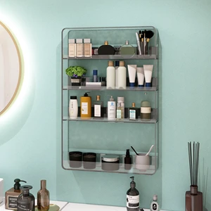 Customizable Acrylic Wall-Mounted Cosmetic Storage Rack - for Bathroom Vanity Organizer