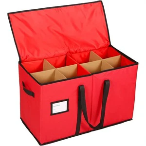 Christmas Storage Box Fabric Figurine Decorative Gift Accessory Storage Bag Foldable Holy Belt Handle Holiday Organizer
