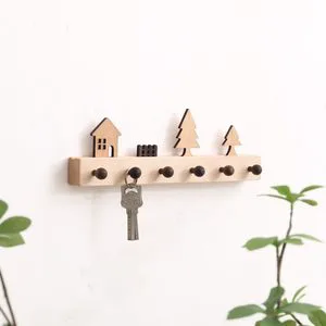 Creative Wall Storage Rack Key Hanger Wall-mounted Key Hook for Entrance Wall - Solid Wood - in Style - Key Hanger Without Holes