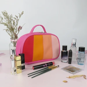 Wholesale High-Capacity PU Zipper Portable Custom Logo Toiletries Bags for Women Handled Travel Wash Bags