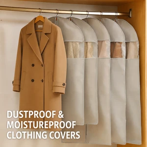 Wholesale Clothes Dust Cover Wardrobe Hanging Visible Suit Down Jacket Dust Cover Front Zipper Portable Suit Cover
