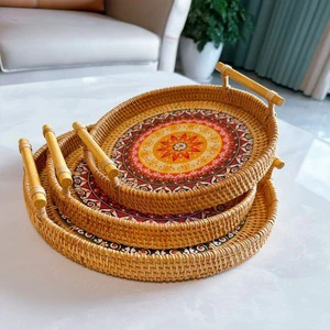 Handmade Woven Rattan Hanging Storage Baskets for Kitchen Living Room Bakery-Eco-Friendly Craftsman Design