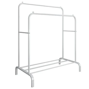 Multifunctional Coat Rack Stand Freestanding Double Rod Clothing Racks with Shelf for Hanging Clothes