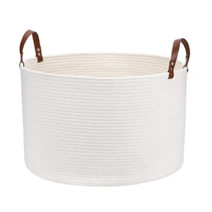 Handwoven Natural Wicker Storage Bin Organizer for Living Room Laundry Room or Nursery Water Hyacinth Basket with Handles
