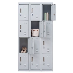 China Factory 12-Door Metal Grey Locker with Key Locks Secure Storage Locker for Office Gym School