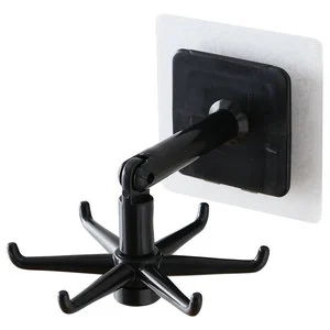 Creative Promotional Multifunctional Plastic Rotatable Hook 360 Degree Rotating Seamless Household Non-Perforated Kitchen Hook