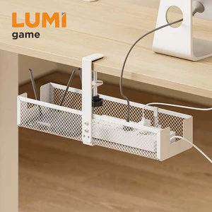 CC11-15-1 Wholesale No Drill Clamp Mount Under Desk Cable Management Tray Wire Organizer Metal Mesh Basket Power Strip Storage