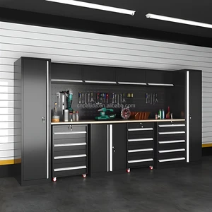 Modular Garage Cabinet with Pegboard Workstation Tall Storage Cabinets and Multi Drawer Organization Garage Storage System