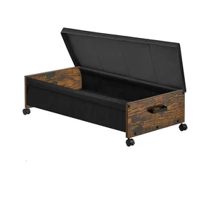 Space-Saving Modern Foldable Heavy-Duty Metal Rectangle Storage Box with Lid Over 35L Capacity Durable Rolling Under Bed Drawer