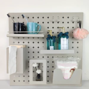 Metal Pegboard Shelf Wall Storage Hanging Rack for Kitchen Bedroom Bathroom Combination for Home Organization