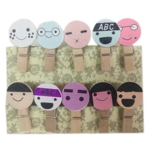 Lovely Craft Wooden Clip / Clothespin With Different Face Expression Designs