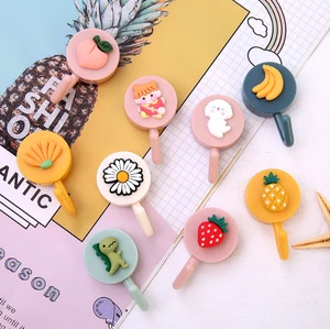 Cute and Creative Punch-free J-shaped Plastic Hook Key Hook Kitchen Bathroom Debris Hanger Household Decorative Wall Hook