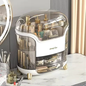 Large Capacity Plastic Makeup Cosmetics Container Desktop Storage Box Jewelry Organizer with Drawer